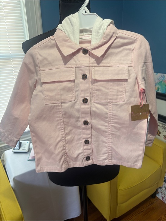Other - Girls' Light Pink Button-Front Jacket with Hood size 5